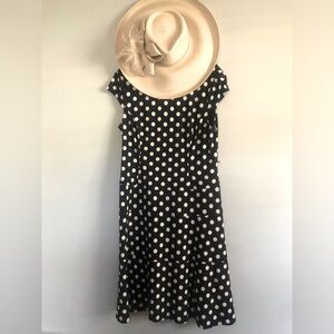 Jones New York Navy and Cream Spotted Mid Length Formal Dress - Womens 16